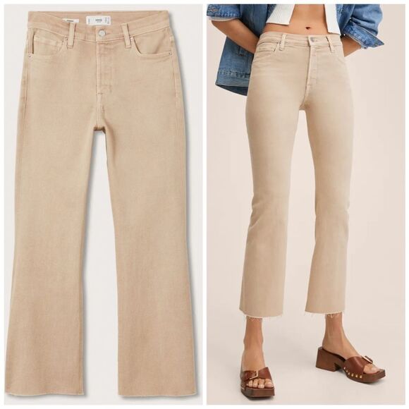 Mango High-Waisted Beige Jeans Flare New - Picture 2 of 9